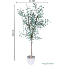 Yapay Çiçek Sitesi Beyaz Plastik Saksıda Yapay Zeytin Ağacı 150 cm