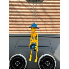 Özgürce Fötr Şapkalı Bass Tutan Iskelet Ayna Süsü, Eğlenceli Dekorasyon Hediye