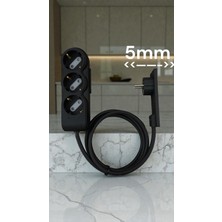 Noki Orvi Prime 5 mm Ultra Ince Fiş Uzatma Kablosu 1,5 M | 3’lü, Topraklamalı, Çocuk Korumalı