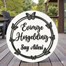 Evsay Evimize Hoşgeldiniz Isimli Kapı Süsü 28 cm Beyaz