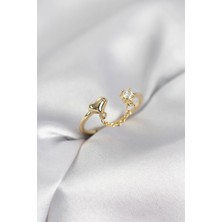 Inure Jewelry Zincir Sallantılı Kalp Model Gold Renk Kadın Yüzük