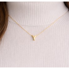 14 Ayar Altın Y Harfi Kolye Zinciriyle Beraber