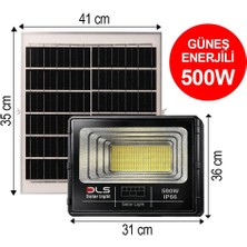 Dls 500W Güneş Enerjili Solar LED Projektör Harici Solar Panelli, 5 Metre Kablolu, Hareketli Konsollu, Dış Mekan Bahçe Güvenlik Aydınlatma 501-500