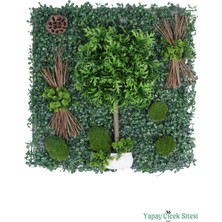 Yapay Çiçek Sitesi Yapay Bitkili Duvar Paneli 50X50 cm Model 6