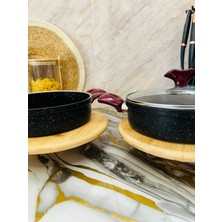 Protef 2’li Granit Tava Seti Siya Cam Kapaklı – Yapışmaz Yüzey, Çiftli Pratik Pişirme Seti Ikili Tava Seti