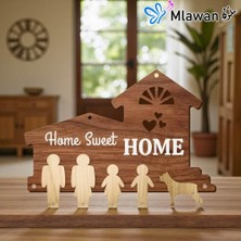 Evsay Kişiye Özel Ahşap Aile Anahtarlık Ev Dekorasyonu 4 Kancalı Arabalar