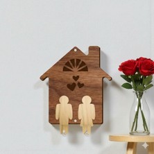 Evsay Kişiye Özel Ahşap Ev Şeklinde Anahtarlık ve Çift Anahtarlık Seti