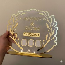 Evsay Pleksi Isimlik Masa Üstü Aynalı Gold Pleksi Isimlik Söz Nişan Düğün Masaüstü Isimlik