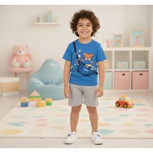 Eymus Bebe Çocuk Bebek Alt Üst Pamuk 3 Boyutlu Baskılı Şortlu Takım