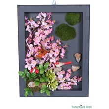Yapay Çiçek Sitesi Ahşap Çerçeveli Yapay Çiçek Duvar Tablosu 28X37 cm