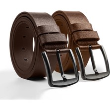 MIPEK DERI 2 Adet Erkek 100 % Hakiki Deri Kot Kemer Koyu Kahverengi / Açık Kahverengi