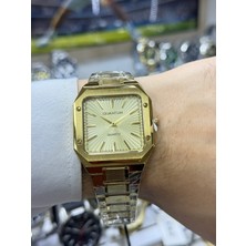 Quantum Özel Tasarım Altın Renk Çelik Kordon Çelik Kasa Erkek Kol Saati