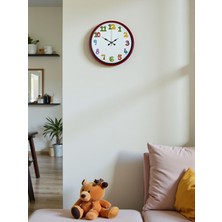 Akıllı Durak 36 cm Kırmızı Çocuk Odası Duvar Saati