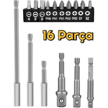 Depomega 16 Parça Bits ve Lokma Adaptör Seti Uzatma Uçlu Bits Matkap Uçları