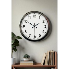 Akıllı Durak  Siyah Klasik 52 cm Modern Duvar Saati