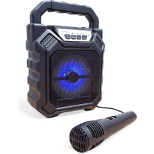 Upway Şarjlı Mikrofonlu LED Işıklı Bluetooth Hoparlör - Usb-Aux-Tf Kart-Fm Radyo