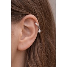Sacce Scarves & Accessories Kuzey Yıldızı Halka Tragus Piercing Helix Kıkırdak Küpesi Gümüş Renkli