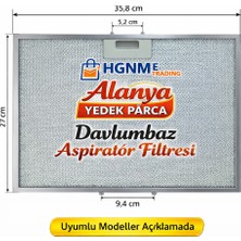 Hgnm E-Trading 27X36 Elica Shire Davlumbaz Için Alüminyum Metal Yağ Filtresi 35,8 x 27 cm – GRI0124745A Aspiratör Fitre Teli