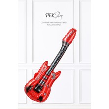 Pekshop Kırmızı Gitar Folyo Balon Gitar Şekilli Balon