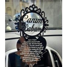 Özgürce Canım Babam Yazılı Gümüş Aynalı Dikiz Ayna Süsü 13X13