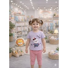 Eymus Bebe Çocuk Bebek Alt Üst Pamuk Şortlu Yazlık Takım 3 Boyutlu Baskılı