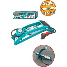 Total Ayak Tipi Basma Bisiklet Pompası 150 Psı Lastik Şişme Bot Yatak Şişirme Pompa Metal Gövde