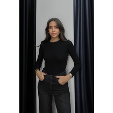 Havoş Siyah Alttan Çıtçıtlı Kapamalı Bodysuit