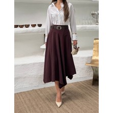 Cemo Kadın Asimetrik Kesim Midi Boy Etek