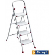 SHC4200 Mey Ithalat® Saraylı Pratik Metal Merdiven Beyaz 4 Basamaklı