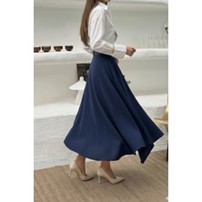 Cemo Kadın Asimetrik Kesim Midi Boy Etek