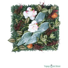 Yapay Çiçek Sitesi Yapay Bitkili Duvar Paneli 50X50 cm Model 4