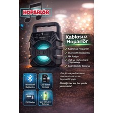 Almanara Project KTS-1057 Bluetooth Kablosuz Hoparlör, Işıklı Taşınabilir Ses Sistemi – Fm Radyo, USB Bellek ve Tf Kart Destekli, Şarjlı Güçlü Bass Hoparlör