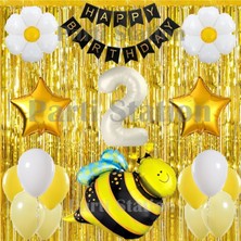 Parti Station Arı ve Papatya Konsept 2 Yaş Doğum Günü Partisi Balon Seti