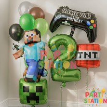 Parti Station Minecraft Steve Balon Seti 2 Yaş Balon Seti – 10 Parça Set Oyun Kumandası Folyo Balon