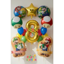 Parti Station Mario Temalı 8 Yaş 16 Parça Doğum Günü Balon Seti