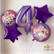 Parti Station K-Pop Temalı 4 Yaş Doğum Günü Balon Seti 5 Parça