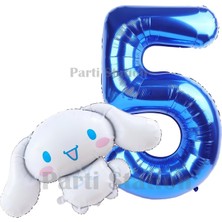 Parti Station Sanrio Cinnamoroll Konsept Folyo Balon ve 5 Yaş Lacivert Folyo Rakam Balon Seti