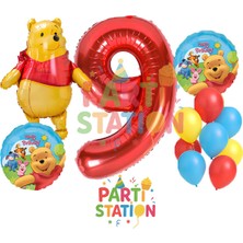Parti Station Winnie The Pooh Konsept 9 Yaş Doğum Günü Balon Seti – Ayı Karakterli 12 Parça Balon Seti