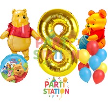 Parti Station Winnie The Pooh Temalı 8 Yaş Doğum Günü Balon Seti – Winnie Karakterli 12 Parça Balon Seti