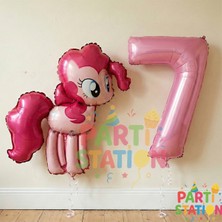 Parti Station My Little Pony Konsept Pinkie Pie Balon ve 7 Yaş Pembe Rakam Balon Seti