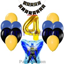 Parti Station Batman 4 Yaş Balon Set Batman Konsept Doğum Günü Balon Set