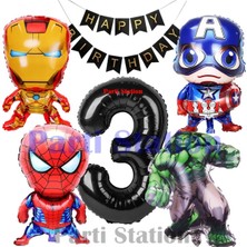 Parti Station Avengers Konsept 3 Yaş Balon Set Avengers Hulk Iron Man Kaptan Amerika Örümcek Adam Balon Set