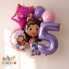 Parti Station Gabby Dollhouse Temalı 5 Yaş Doğum Günü Balon Süsleme Seti