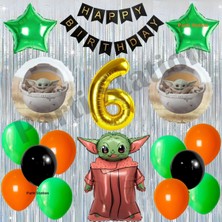 Parti Station Star Wars 6 Yaş Balon Set Yıldız Savaşları Star Wars Baby Yoda Konsept Doğum Günü Balon Set