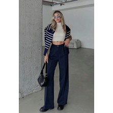 Hersteller Bol Paça Yüksek Bel Lacivert Palazzo Pantolon