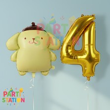 Parti Station Kuromi Konsept Pompompurin ve 4 Yaş Rakam Balon Doğum Günü Parti Balon Seti