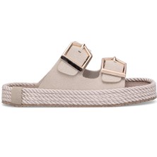 Ayakkabı Fuarı Elit PM46 K01 Kadın Düz Terlik Bej