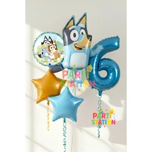 Parti Station Bluey Temalı 6 Yaş Folyo Balon Seti – Rakam Balonlu Doğum Günü Parti Süsü