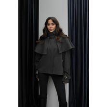 Havoş Antrasit Çıkarılabilir Pelerin Detaylı Trençkot