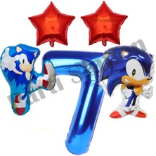 Parti Station Sonic Boom 7 Yaş Lacivert Rakam Folyo Balon Set Sonic Konsept Balon Set